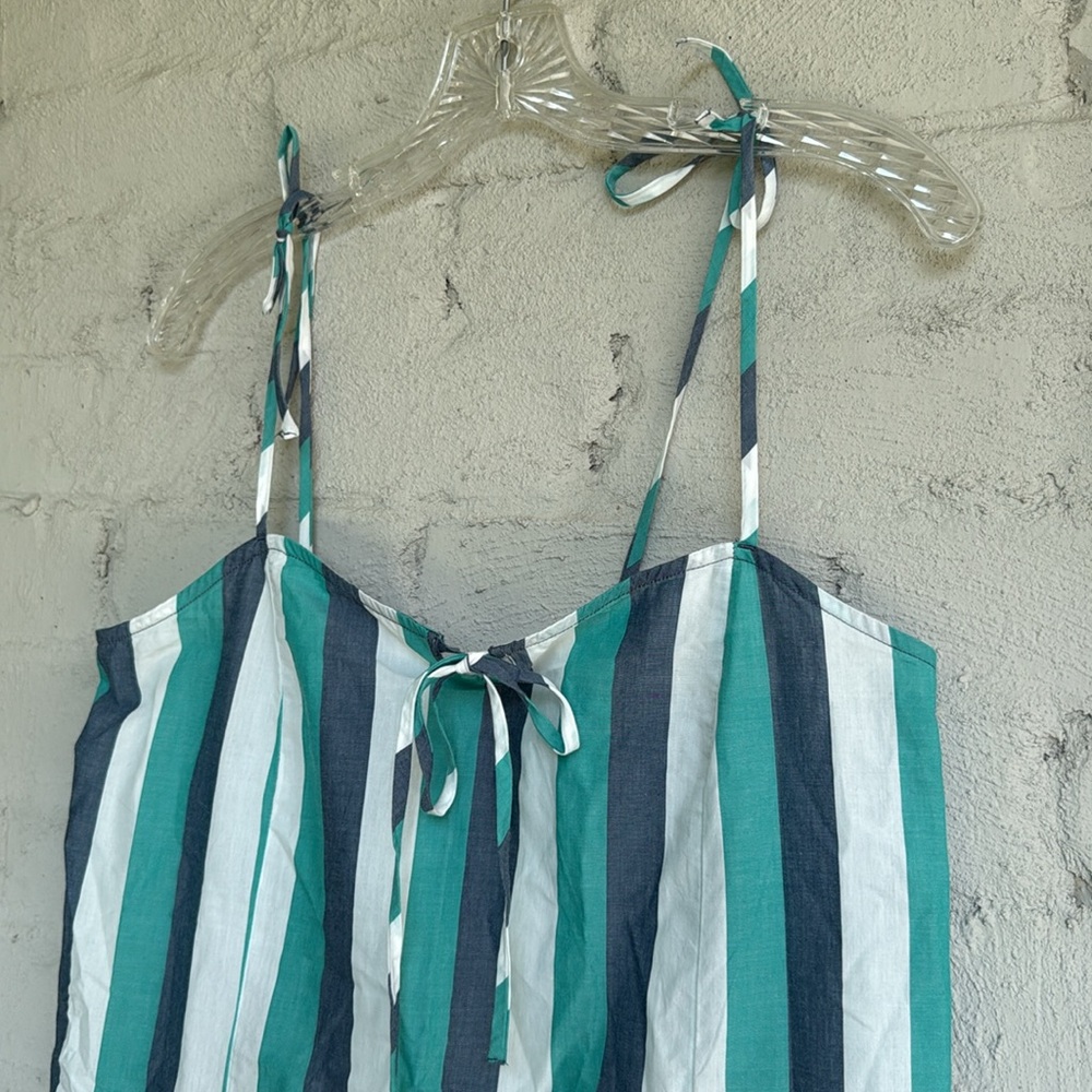 NWT By Anthropologie Aqua/Gray/White Striped Cotton Shift Dress Size Small - Picture 5 of 14